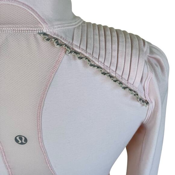 Lululemon Sz 4 Pretty Pink Star Runner Half Zip Pullover Fitted Stretchy Flawed - Picture 9 of 16